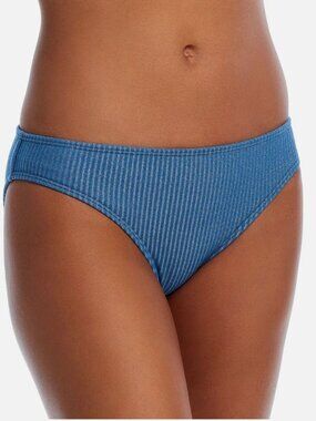 NWT Shoshanna Sea Ribbed Blue Shimmer Classic Bikini Bottom Size Small [jb]